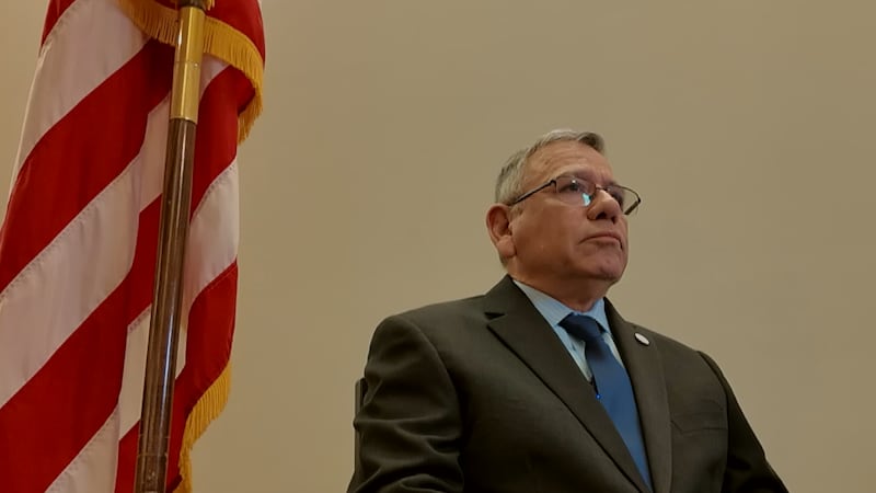 Police Chief Manuel Borrego being interviewed.