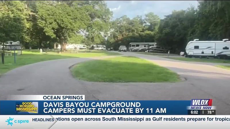 The Davis Bayou Campground in Ocean Springs is closed for check-in.